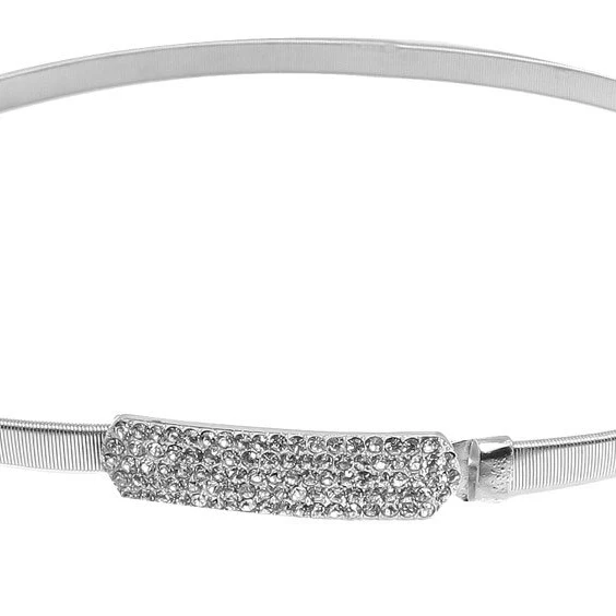 Free shipping!Women Metal Rectangle DEcor Interlocking Buckle Elastic Waist Chain | Аксессуары для одежды