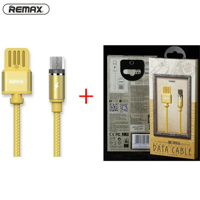 Remax 2.1A светодиодный магнитный кабель для быстрой зарядки серии gravity для samsung iPhone, Магнитный зарядный кабель для мобильного телефона Huaweixiaomi - Цвет: Gold and packaging