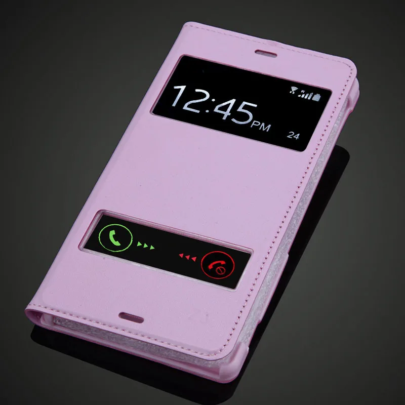 Ультратонкий кожаный чехол для Sony Xperia Z3 z3 D6603 D6653 с двумя окнами Флип чехол|case for sony