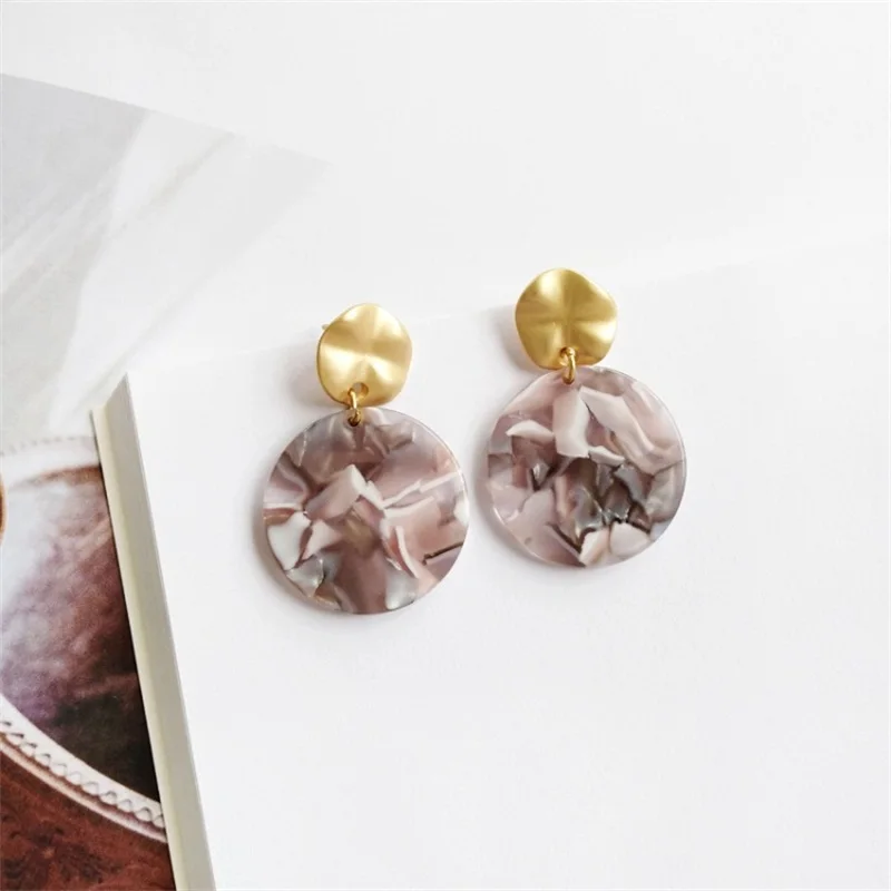 MINGQI Fashion Geometric Round Acetate Acid Acrylic Leopard Brown Earrings Korean Vintage circle Women's Jewelry Gifts | Украшения и