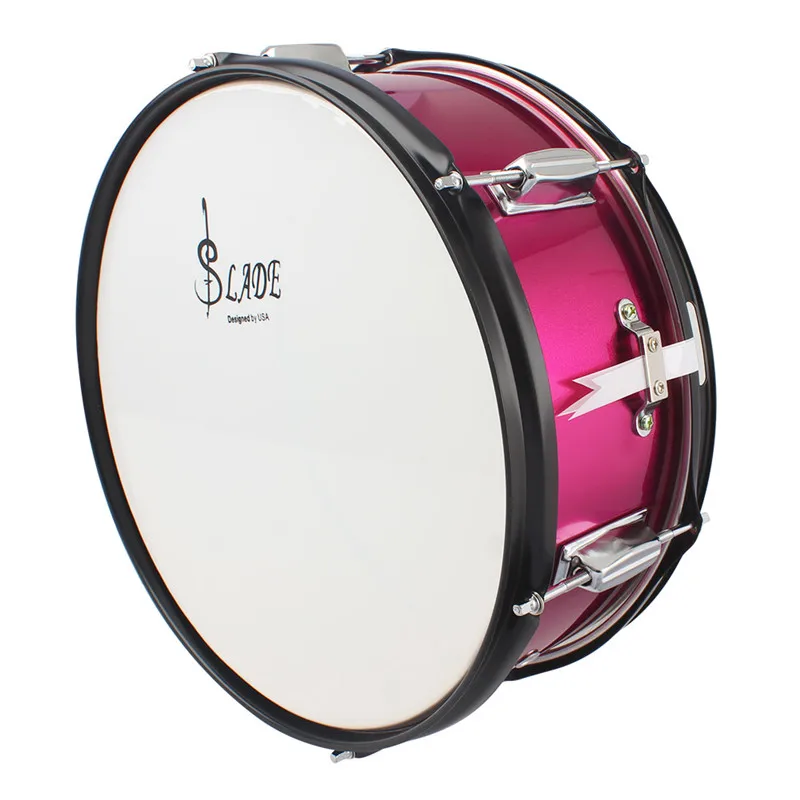 Высокое качество 14 дюймов Snare барабанная головка профессиональная Snare барабанная головка с барабанной палкой барабанный ключ ремень для студенческой группы - Цвет: rose red
