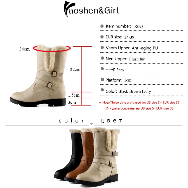 Haoshen &amp Girl/женские зимние ботинки Botas Mujer женские теплые до середины икры с