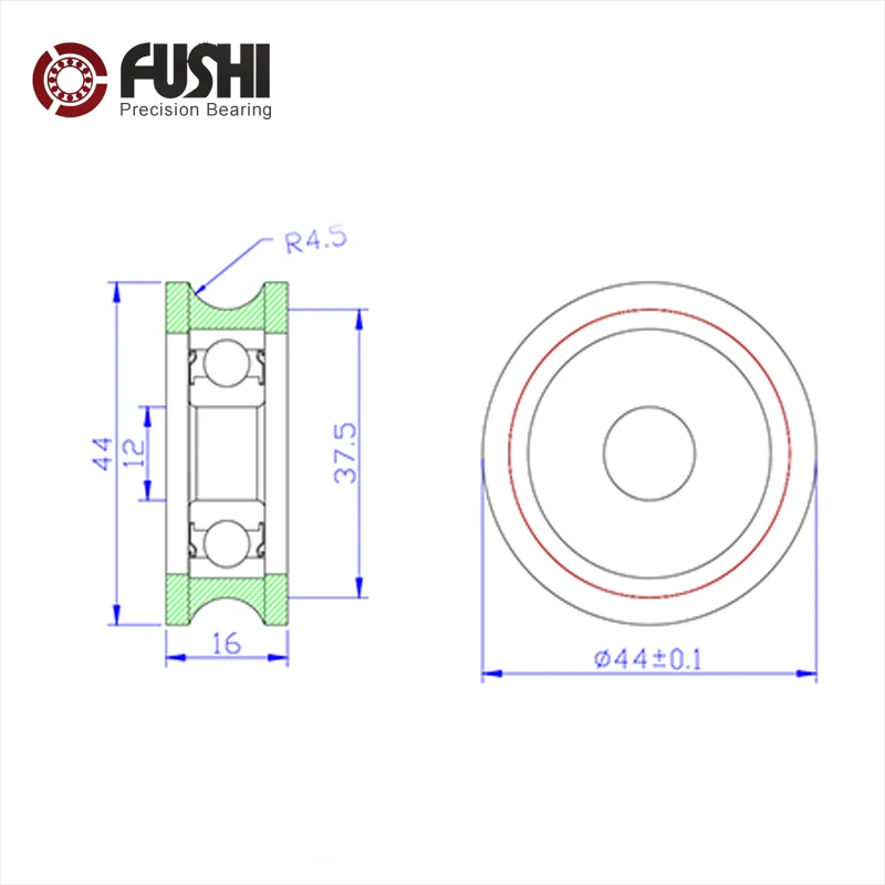 Подшипник PUU 6201 с полиуретановым покрытием 12*44*16 мм (2 шт.) подшипники PUU6201 |