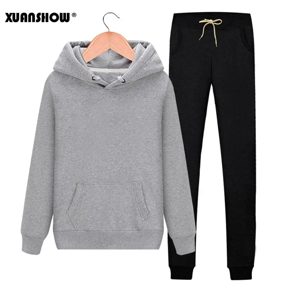 XUANSHOW 2019 мода Спортивный костюм женский Осень зима одежда хлопок Длинный рукав