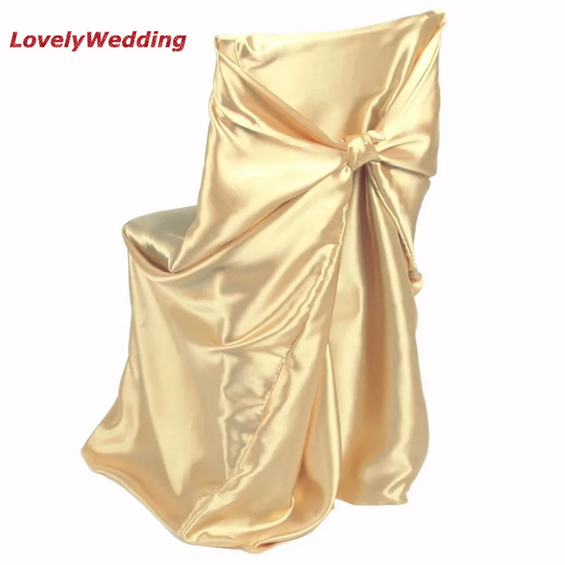 High quality White Universal Satin Chair Cover For Home Banquet Wedding Decoration/self-tie satin chair cover/covering the | Дом и сад