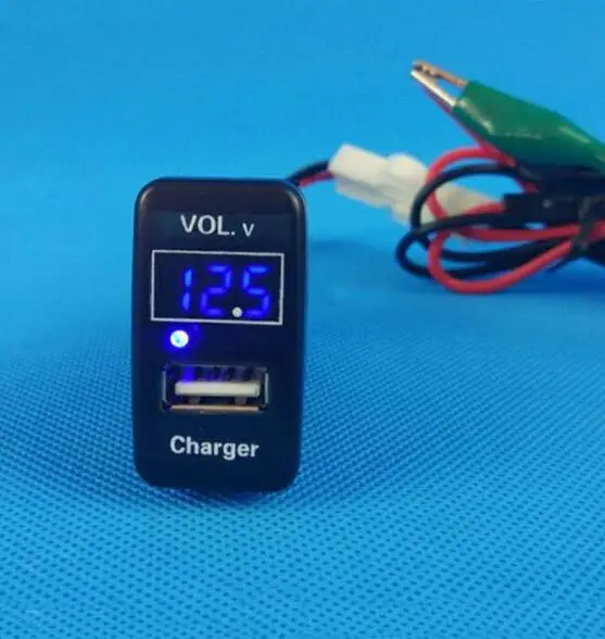 AS PICTURES 40*22 мм автомобильное USB зарядное устройство+ дисплей напряжения и внутренняя температура+ Внешняя температура для Toyota prado fj120(2008 - Цвет: AS PICTURES