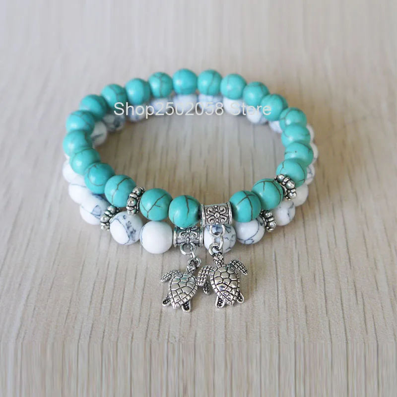 New 2pcs Turtle bead ball quality stones charms of men and women bracelets jewelry | Bracelets