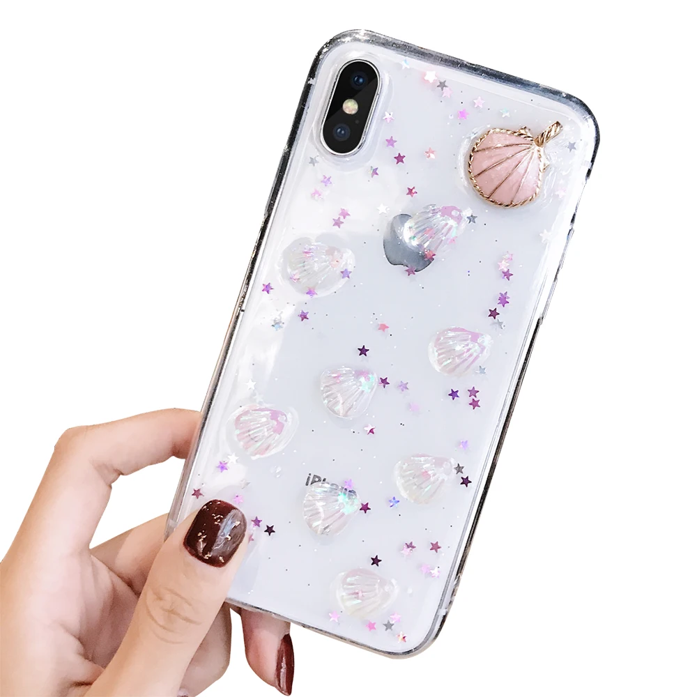 NYFundas Luxury Conch Shell For iPhone 8Plus 7 6 S Plus X 10 Case Silicone Soft Back Cover Fashion Clear Accessory Smartphones |