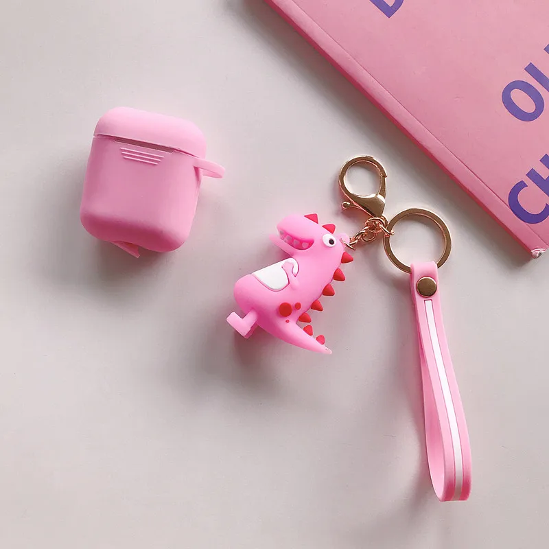 Pink Dinosaur Роскошные чехол с покрытием для Apple AirPods чехол на эйрподс айрподс эирподс милый Узор Жесткий чехлы на аэрподс зарядки наушников беспроводной Bluetooth наушники интимные аксессуары чехол на аирподс силиконовый - Цвет: Pink Dinosaur