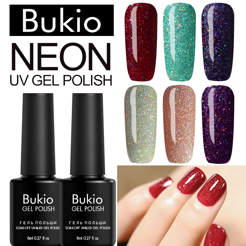 Набор цветных неоновых гель-лаков Bukio эмалированный замачиваемый