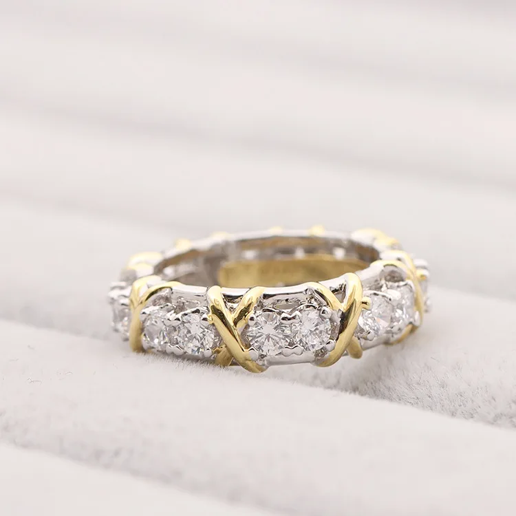 Женское кольцо на палец AlooWay с двойным золотым кольцом и фианитом|cz rings|jewelry ringsring