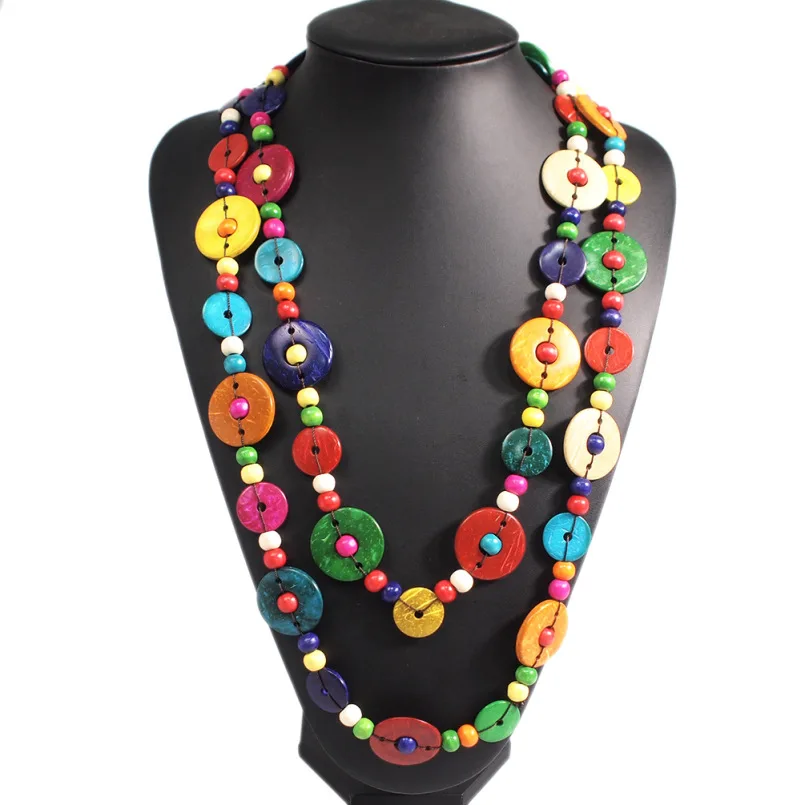 Multicolor Necklaces MANILAI богемное ожерелье с кулоном из кокосовой скорлупы, многослойные бусы ручной работы, длинное ожерелье, Женские Ювелирные изделия - Окраска металла: Multicolor Necklaces