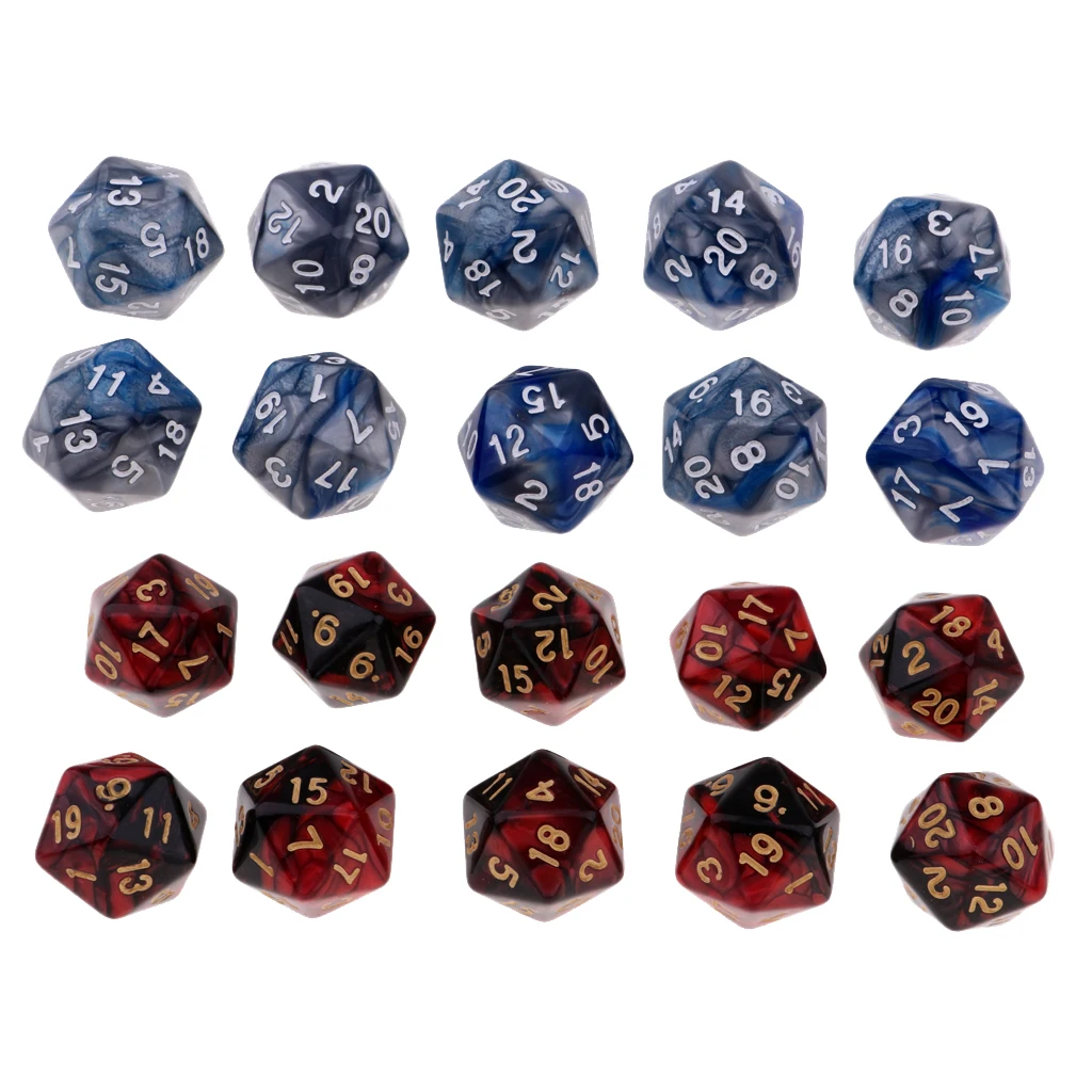 20 шт многогранные кости D20 двухсторонние набор для DND ролевые игры настольные