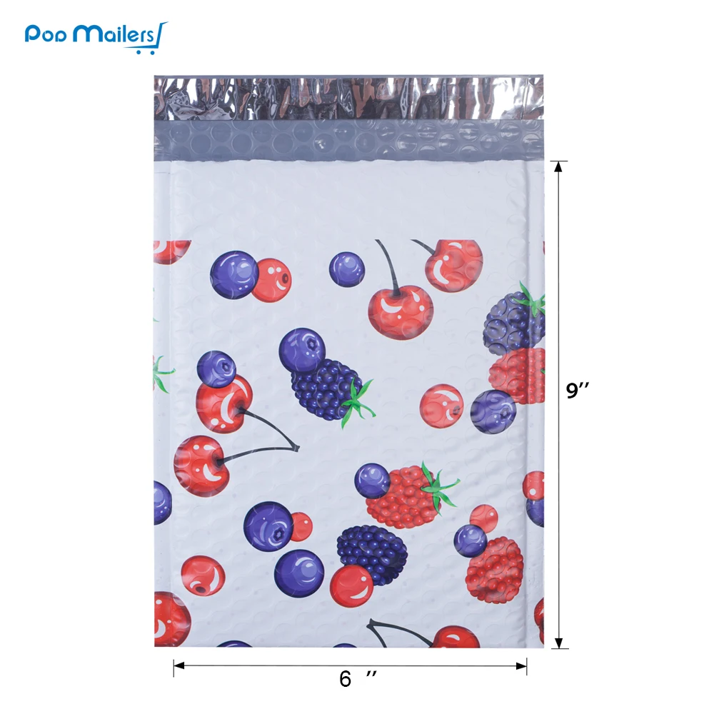 10pcs 6*9 inch Poly Bubble Mailers 175*230mm Envelopes Cherry blueberry mulberry Pattern Lined Mailer | Канцтовары для офиса и