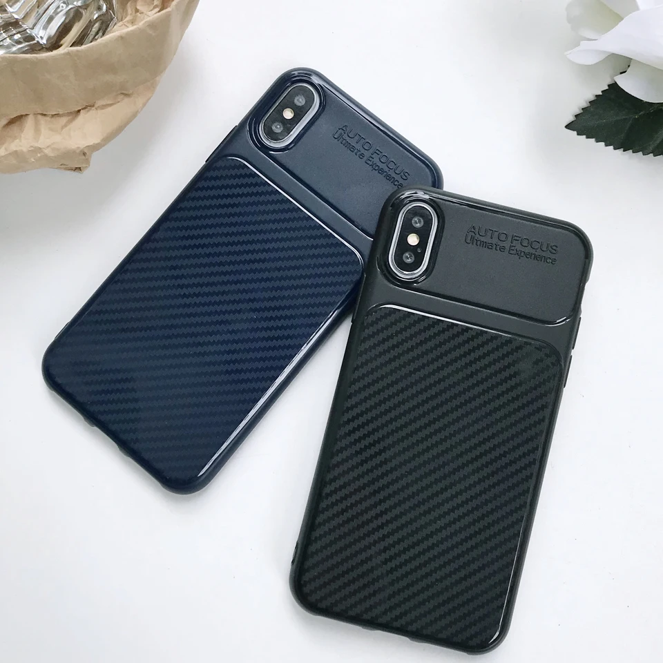 Углеродное волокно ТПУ чехол для iPhone X XS MAX XR SE 5 5S 6 6s 7 8 Plus samsung J2 J3 J5 J7 Prime Мягкий