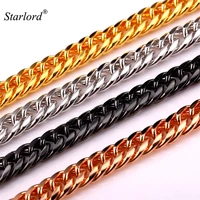 starlord classic curb cuban link chain necklace fashion 6mm width 46cm long white gold color chain for men hip hop jewelry n843