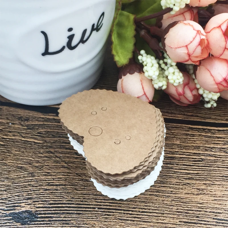 

Mixed White / Brown 300Pcs/lot Kraft Paper Heart Jewelry Display Card Packaging 4x5cm Fashion Jewelry Earring Stud Cards Paper