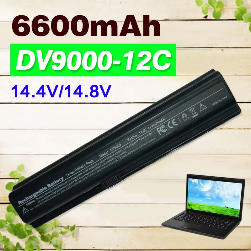 

14.4V 6600mAh battery for HP Pavilion DV9000 DV9100 DV9200 DV9300 HSTNN-IB34 HSTNN-Q21C HSTNN-UB33