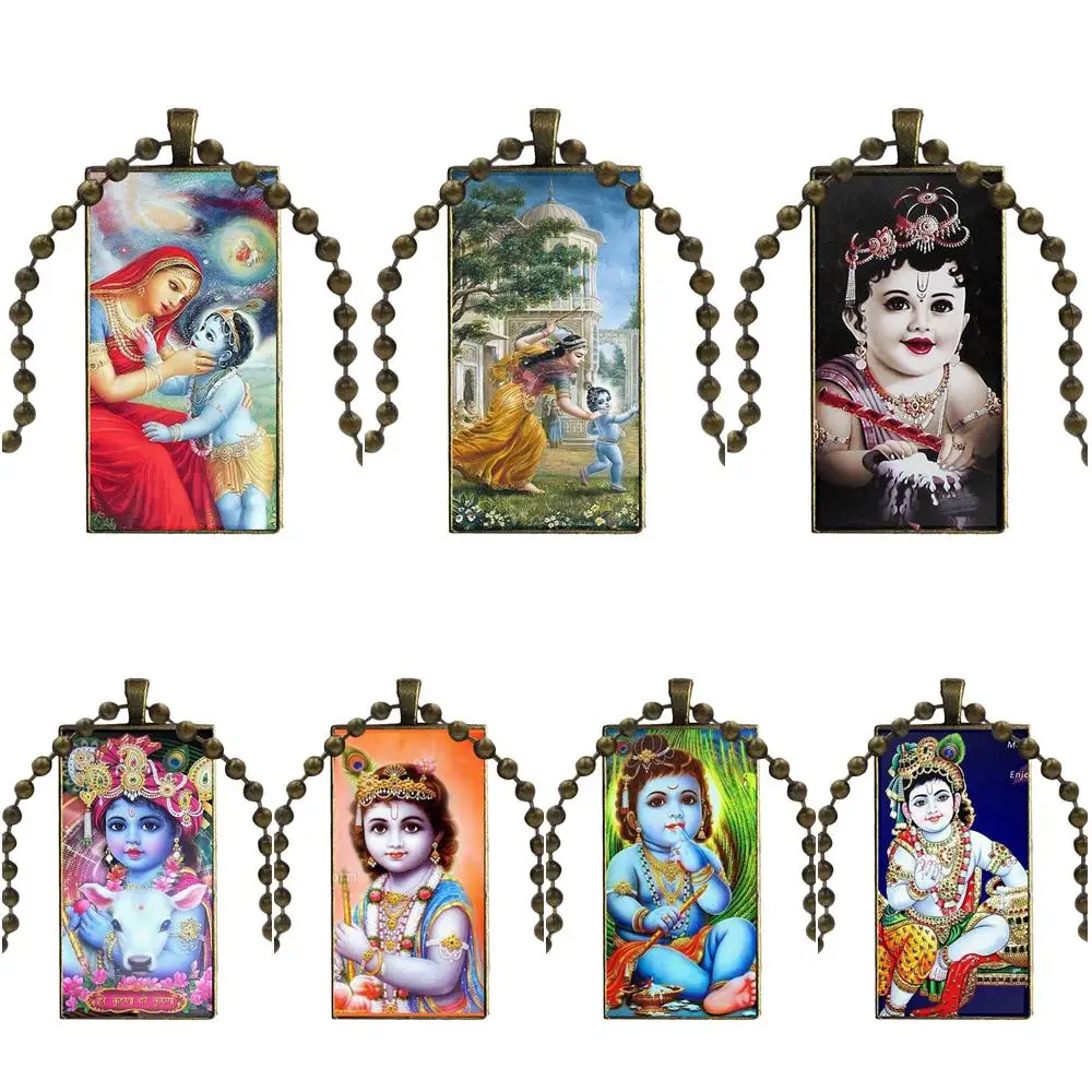 Для женщин с изображением индийского Бога Radha Baby Krishna модное ожерелье ручной
