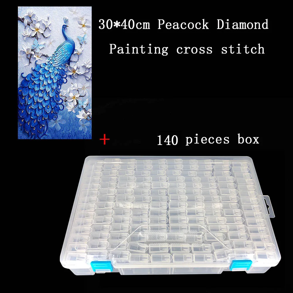 Peacock and 1 box 140/280 шт 5d алмазные аксессуары для рисования Инструменты бусины мозаика контейнер для хранения Алмазная вышивка коробка Аксессуар - Цвет: Peacock and 1 box