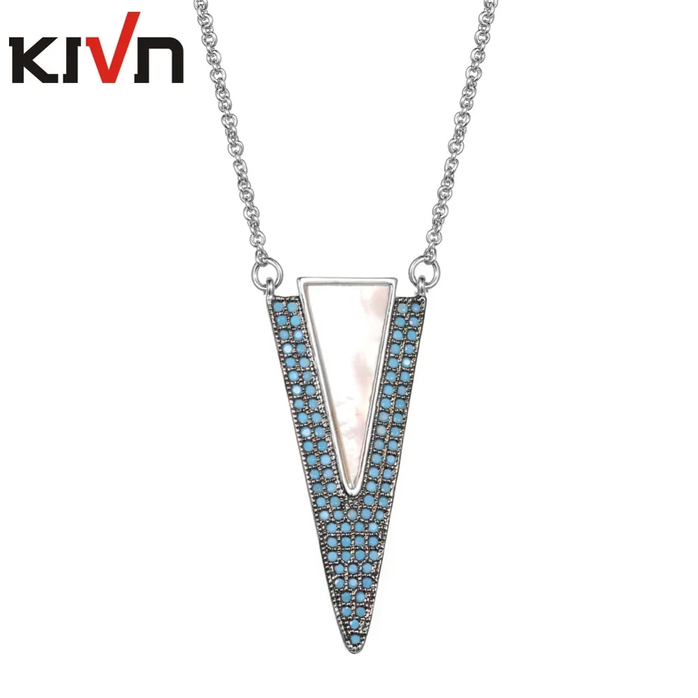 

Womens Fashion Jewelry Triangle Mother of Pearl Pave CZ Cubic Zirconia Necklaces for Girls Promotion Birthday Christmas Gifts