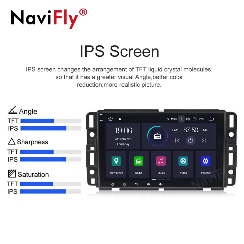 NaviFly Pure Android9.0 IPS DSP автомобильный аудио gps навигатор для Chevrolet Tahoe Traverse BUICK Enclave GMC