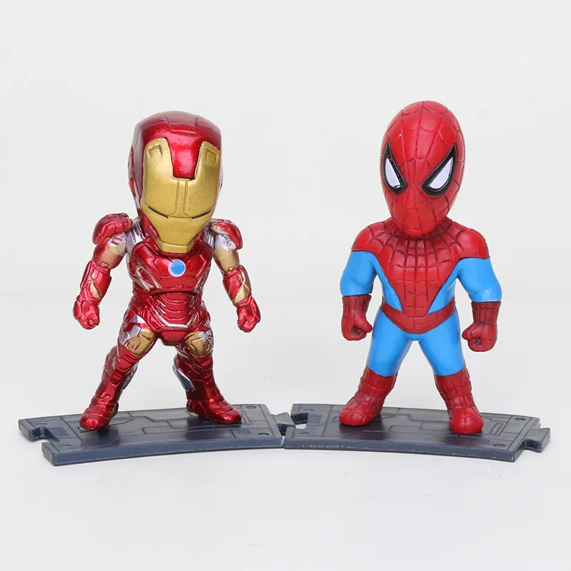 Игрушки Marvel, экшен-фигурки из ПВХ, герои фильма «Мстители: Война бесконечности» — Танос, Железный человек, Человек-паук, Капитан Америка, Халк, Чёрная пантера, 8–10 см, 6 шт./набор