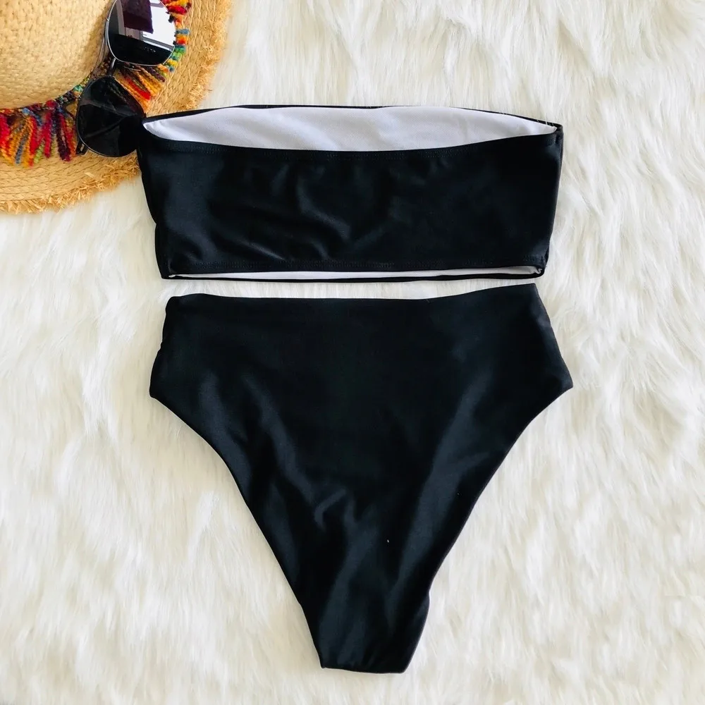 Женский купальник бикини SAGACE однотонный с высокой талией пуш ап|Комбинезоны| |