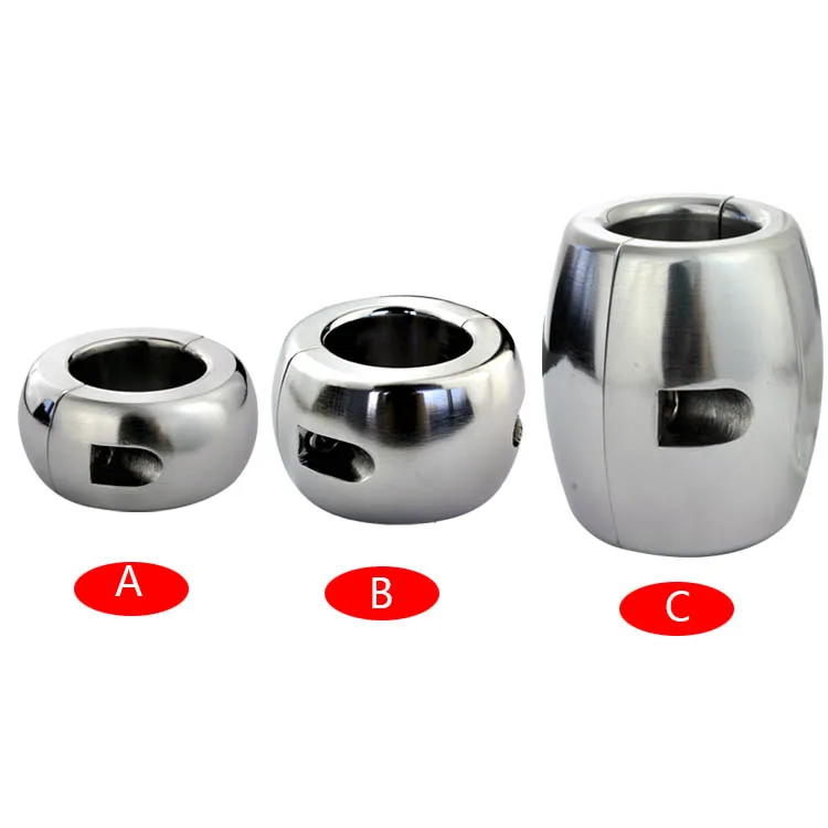 

CHASTE BIRD Stainless Steel Testicle Ball Stretcher Scrotum Cock Ring Metal Locking Pendant Weight For Male Sex Toy BDSM A164