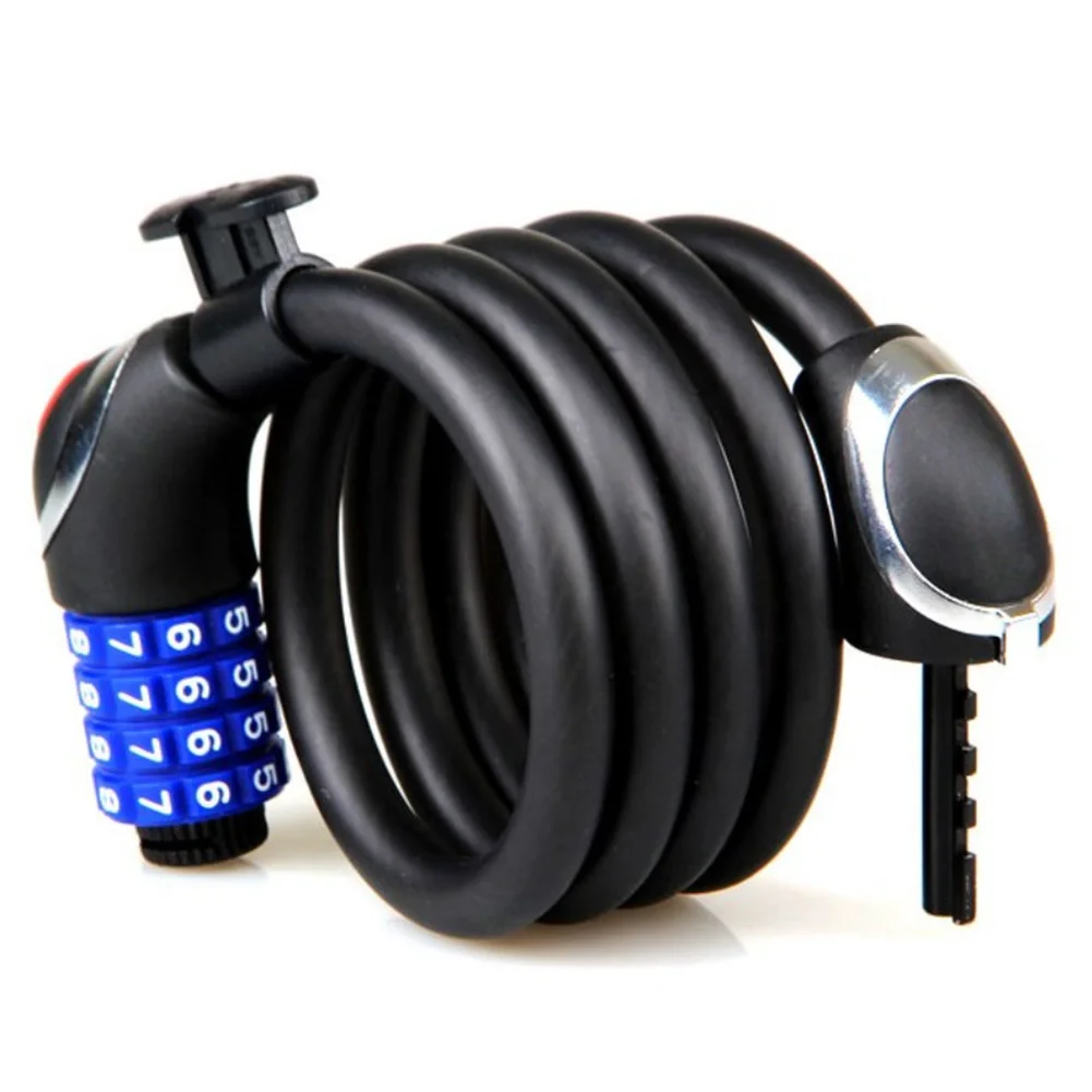 Combination Bike Lock Cable Universal Code Security Anti Theft 4 Digits Steel Wiring Garage Doors Password LED Light Bicycle | Спорт и