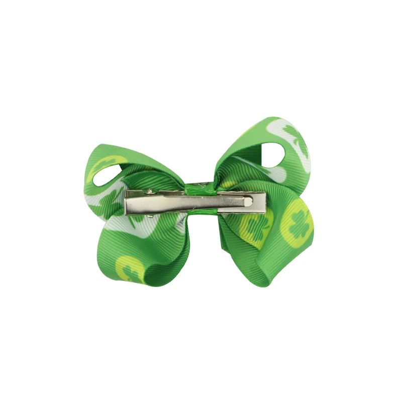 Clover Butterfly Hairpins Printed Knot Ribbon Bow For Girls Handmade Boutique Hair Clip Children Accessories | Детская одежда и