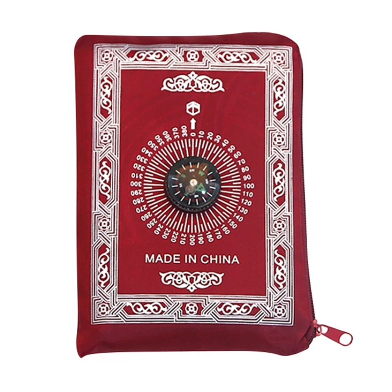 

Muslim Prayer Rug Polyester Portable Braided Mats Simply Print with Compass In Pouch Travel Home New Style Mat Blanket New