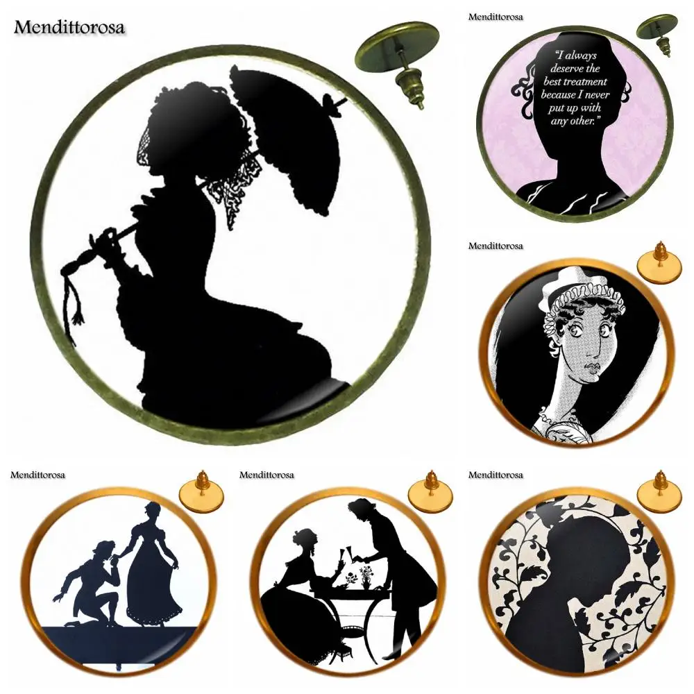Jane Austen эффектные бронзовые/серебряные/Золотые Клипсы Серьги гвоздики ручной