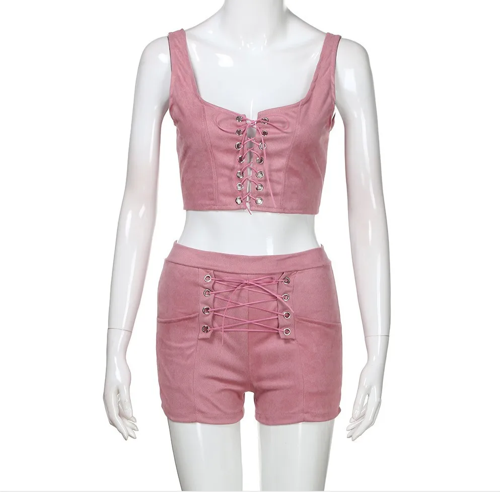 Новый замшевый костюм из 2 предметов комбинезоны боди на бретелях спагетти со