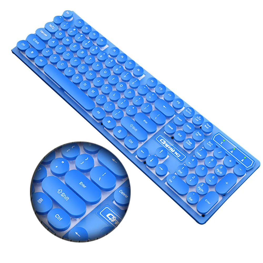 Backlit Gaming Keyboard Steampunk Retro Round/Square Keycap USB Wired Glowing Metal Panel Laptop Computer | Компьютеры и офис