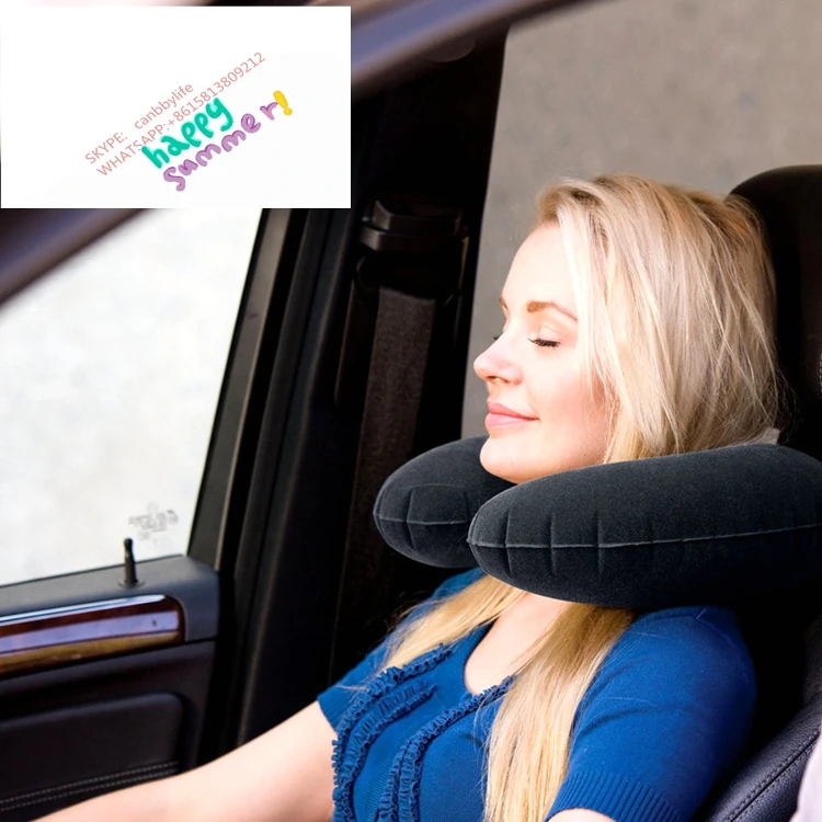 Intex U форма черная подушка для путешествий стекающаяся бархатная надувная шеи