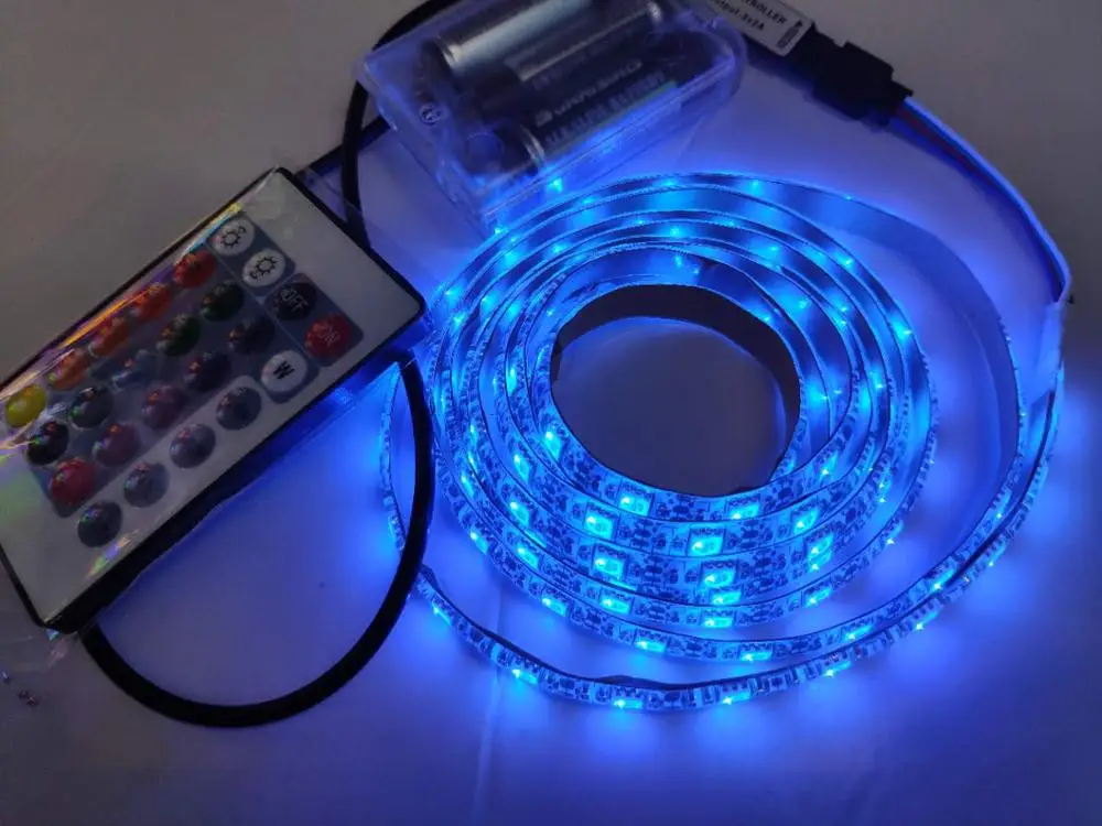 0 5 м/1 м/2 м/шт. 4 в 3aa батарея мощность 5050 LED Гибкая RGB Изменение цвета 16 цветов с 24