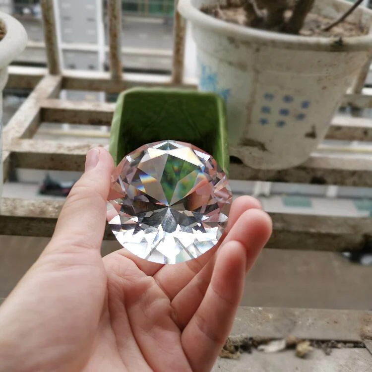 1pc/lot 60mm large clear glass crystal rhinestone pointback for display showroom decoration round stone pendulum shiny products
