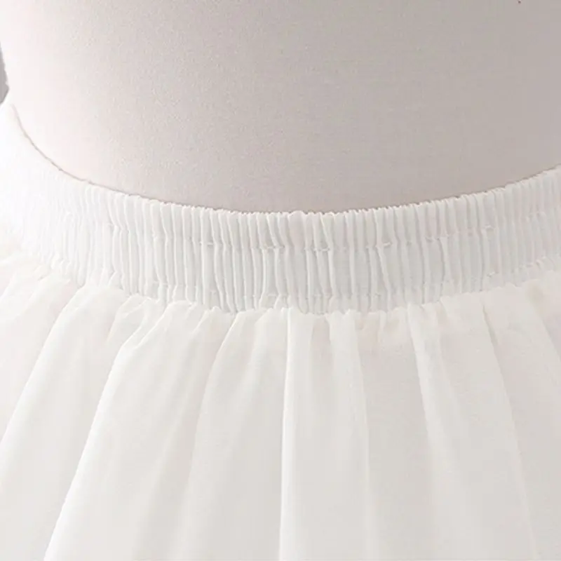 

Women Girls Multi Layer Cosplay Lolita Underskirt Elastic Waistband Single Steel Loop Bridal Wedding Dress Petticoat White HM
