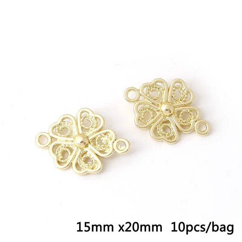 15x20mm 01 10 шт. смешанный античный позолоченный соединитель для сережек, ювелирных изделий, браслетов, аксессуаров, рукоделия, фурнитура ручной работы, 8 стилей - Цвет: 15x20mm 01