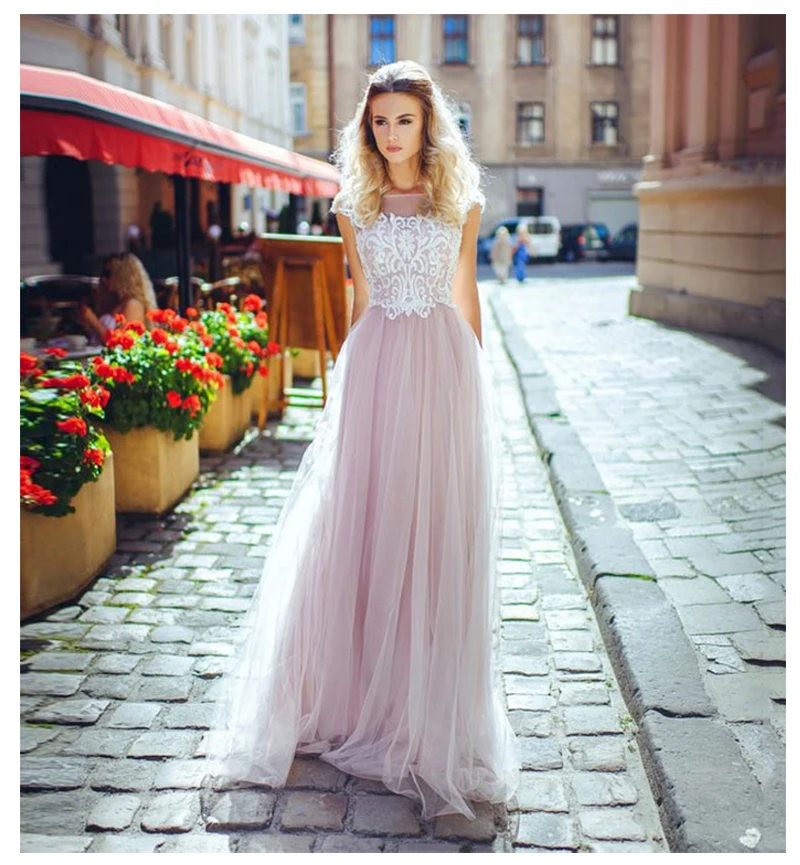 SoDgine Pink Bridal Dress 2019 Lace Top Wedding Dresses Romantic Vestido de noiva Floor Length gown | Свадьбы и торжества