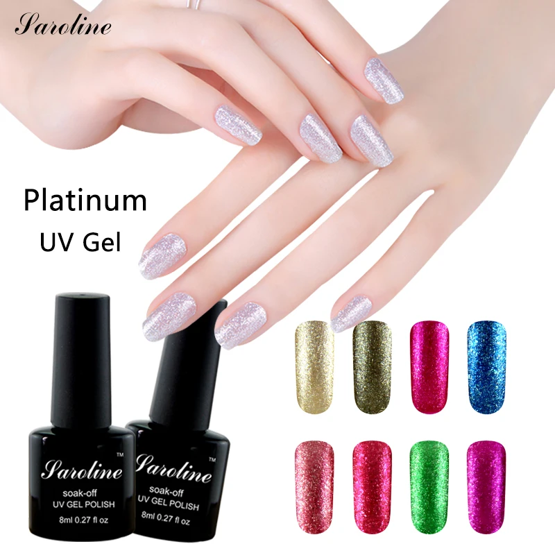 Saroline Lucky Платиновые Блестки УФ гель лак для ногтей Vernis Полупостоянный стойкие