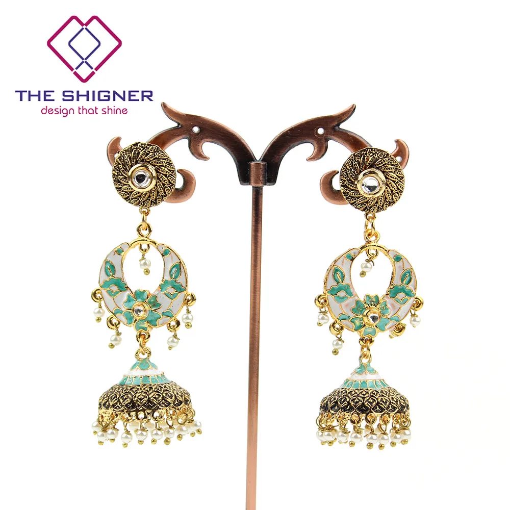 Традиционное ювелирное изделие в индийском стиле chandali Jhumka Jhumki серьги с эмалью