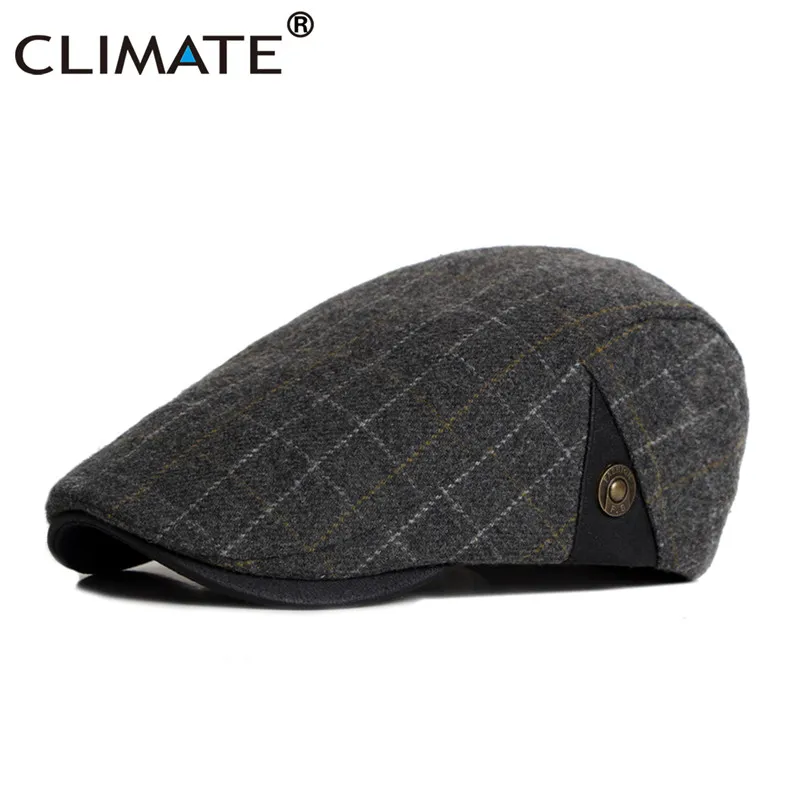 Yellow White Plaid Мужские клетчатые береты, шапка для мужчин, зимний теплый берет для мужчин, клетчатый Повседневный утолщенный берет, Ретро стиль, шерстяная плоская кепка, плоская кепка, берет, шапка - Цвет: Yellow White Plaid