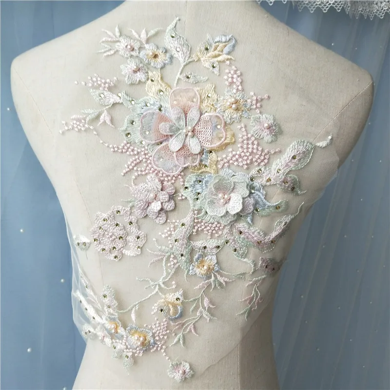 3D Sequins Paste drill applique lace patch Corded french DIY Handmade Skirts Top Corset BackWedding Dresses CH0006 | Дом и сад