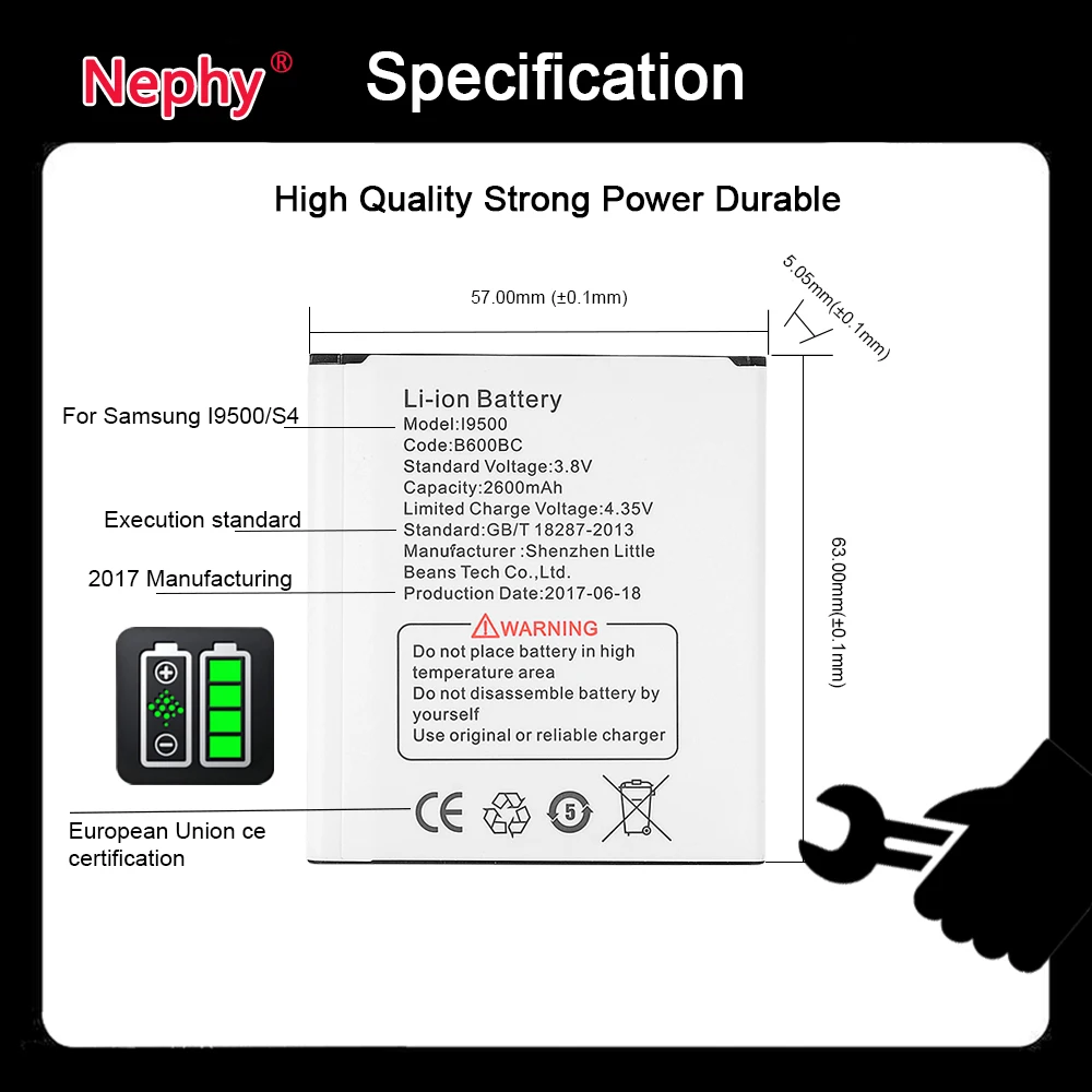 Оригинальный аккумулятор Nephy B600BE B600BC S 4 для Samsung galaxy S4 i9505 i9506 i9500 i9295 G7105 G7102 Active i337 i545