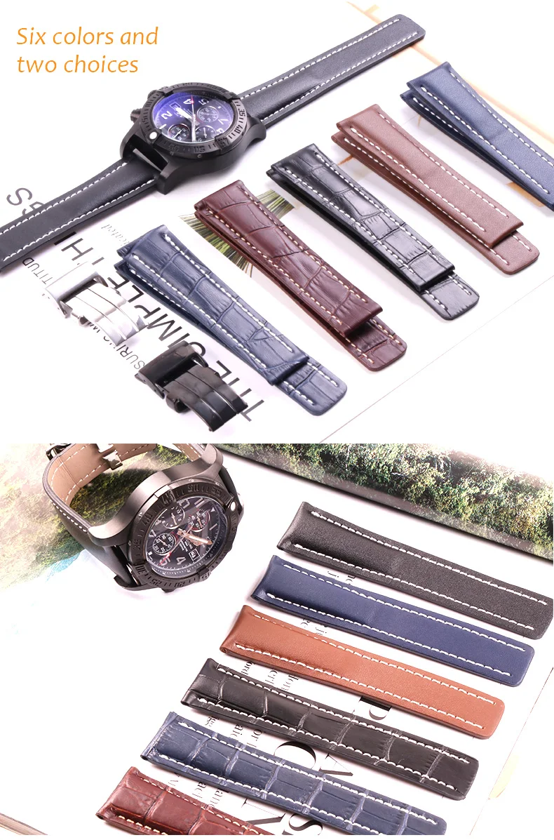 20 мм, 22 мм, 24 мм, ремешок из натуральной коровьей кожи для часов Breitling, ремешок для часов серии Avenger, ремешок для часов, браслет для мужчин, аксессуар синего цвета