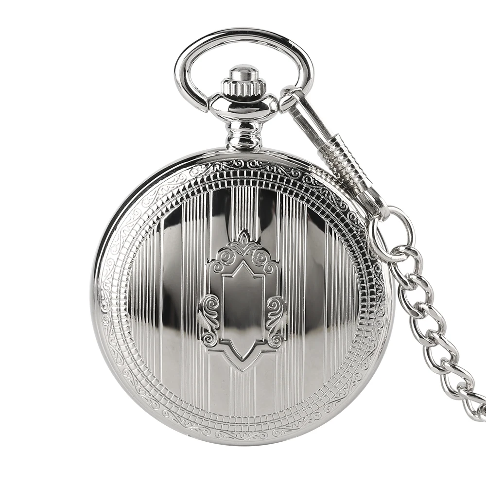 Reloj de bolsillo mecánico de cuerda automática para hombre y mujer, pulsera con diseño de escudo de plata Vintage, cadena exquisita, colgante Steampunk, Unisex, regalos