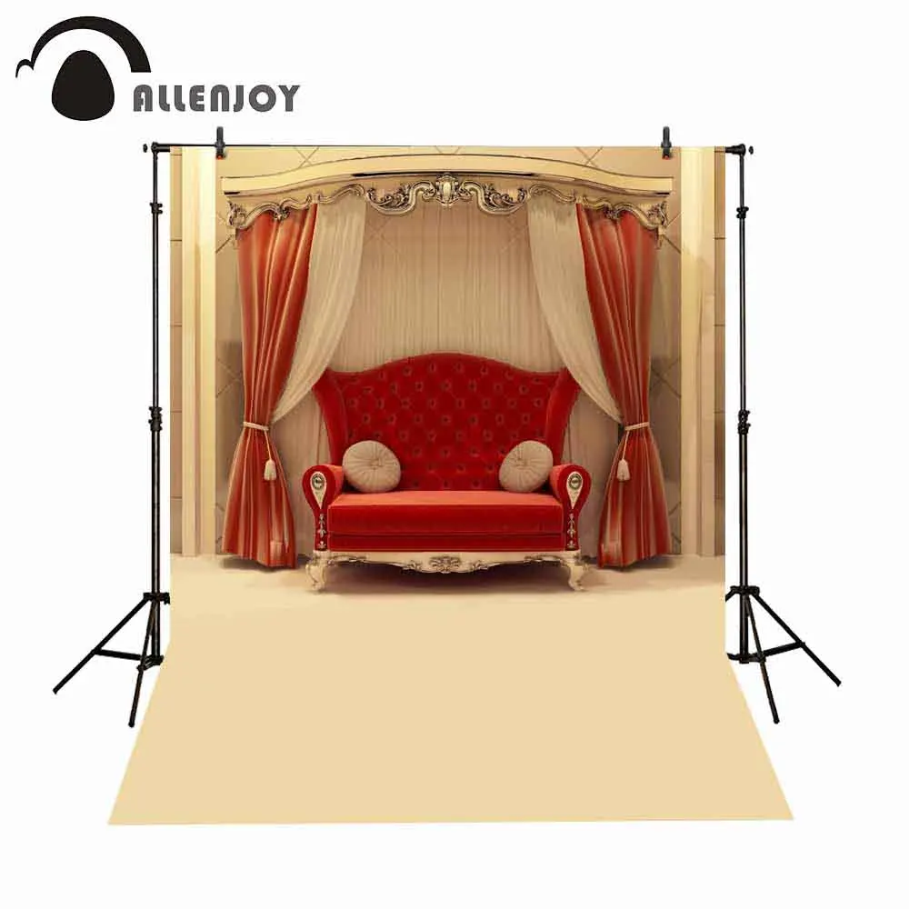 

Allenjoy royal sofa photography backdrop red velvet curtain castle background for photo studio photocall photobooth shoot prop