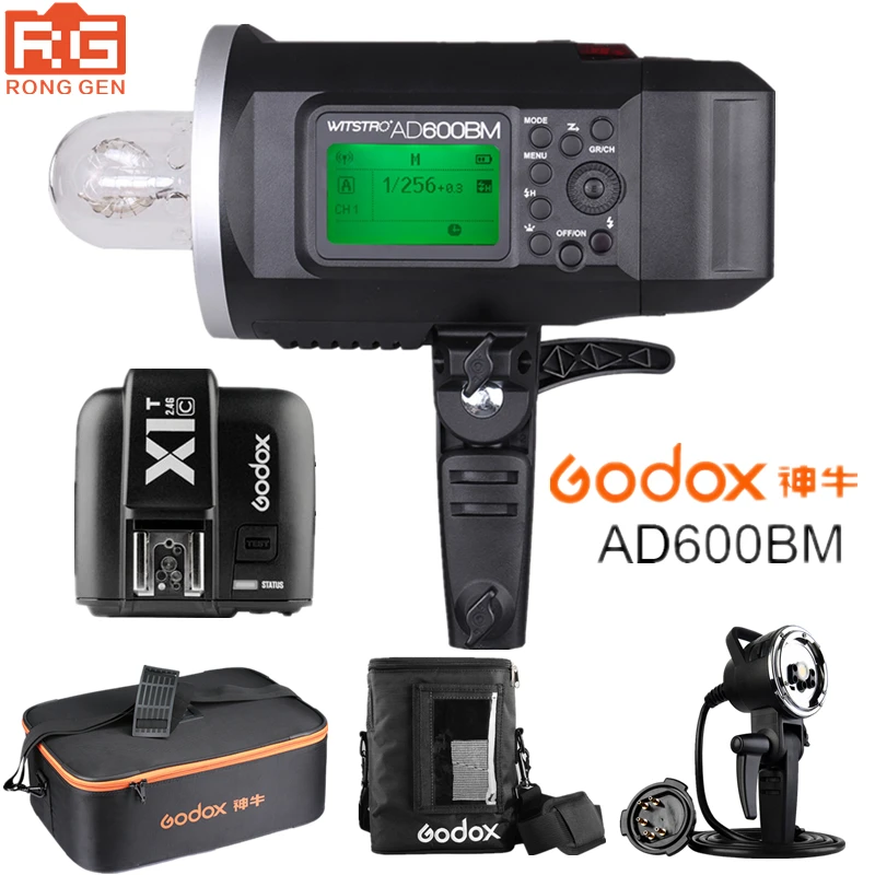 Беспроводная наружная вспышка Godox AD600BM 600W HSS 1/8000 2,4G + триггер фотолампы + фотоэлемент + CB-09 для Canon